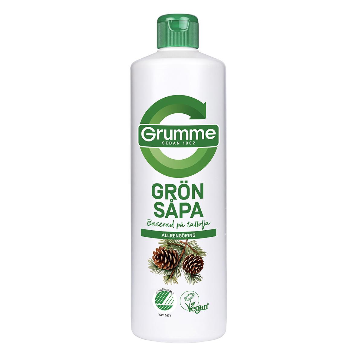 Grumme Grön Såpa 750ml flaska med grönt lock och etikett