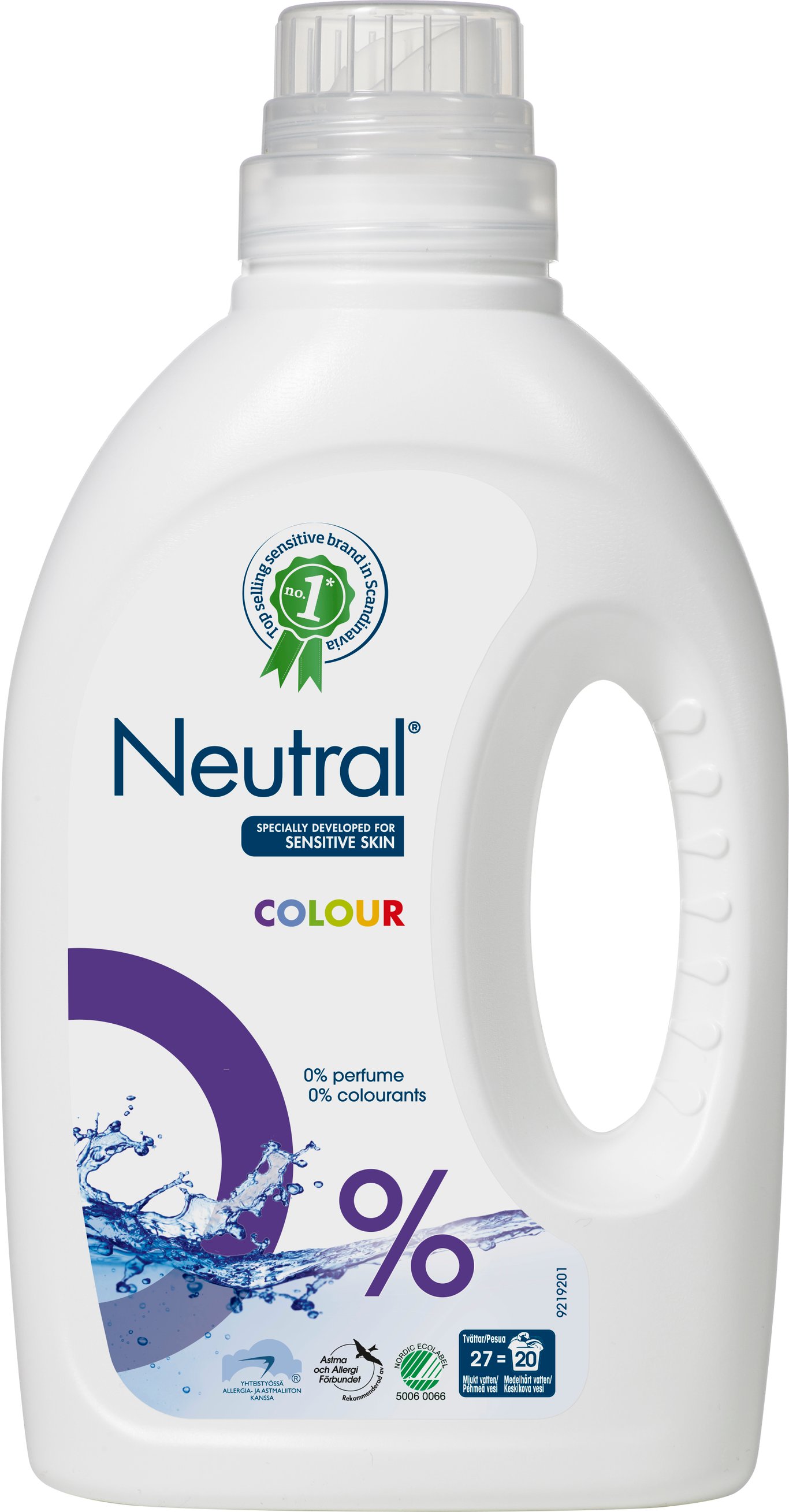 Tvättmedel Neutral Flytande Color 1L 52100224