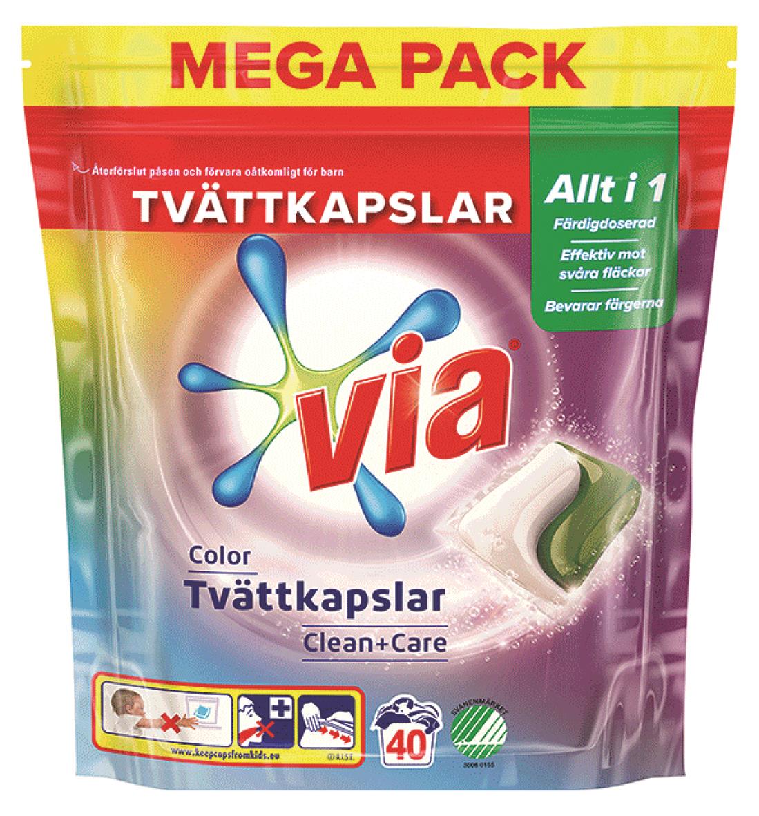 Tvättmedel Via Tvättkapslar Color 52100283