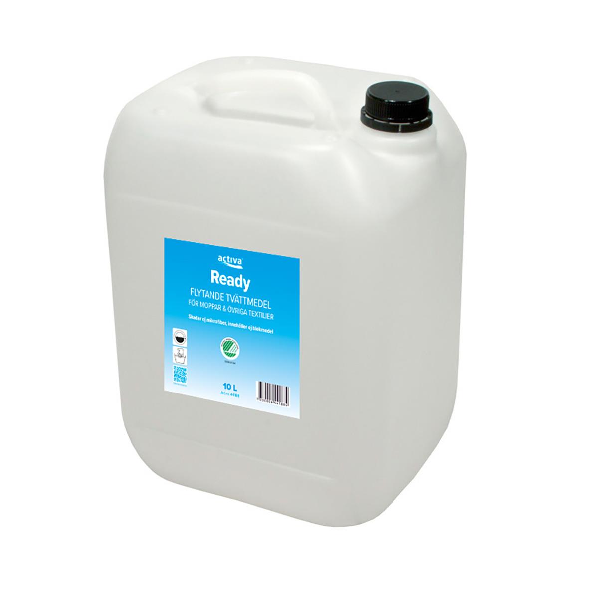 Stor vit mopptvättbehållare med svart lock och etikett för Activa Ready 10L