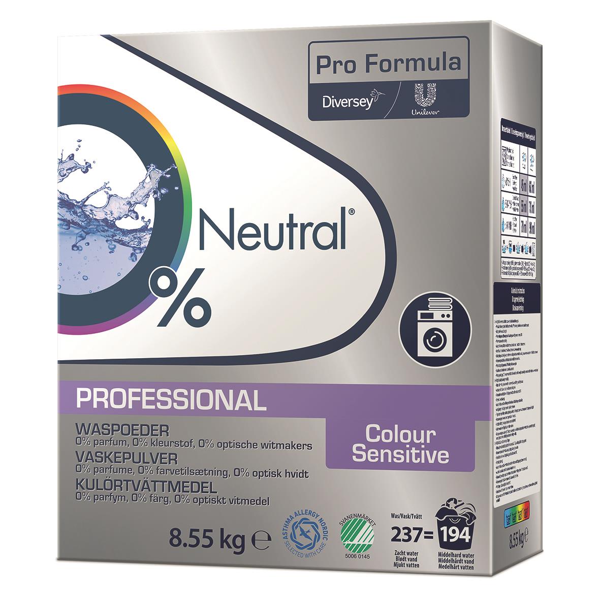 Tvättmedel Neutral Colour Sensitive Pulver 8,55kg för färgkänslig tvätt