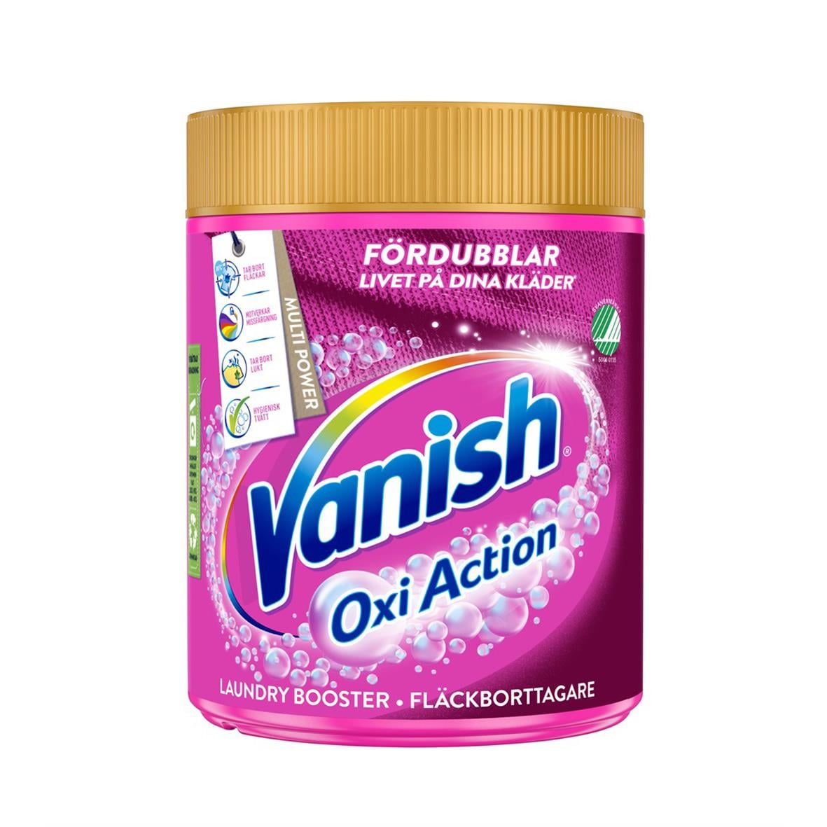 Vanish Gold Colour Oxi Action fläckborttagare 470g i rosa och gult för att ta bort fläckar