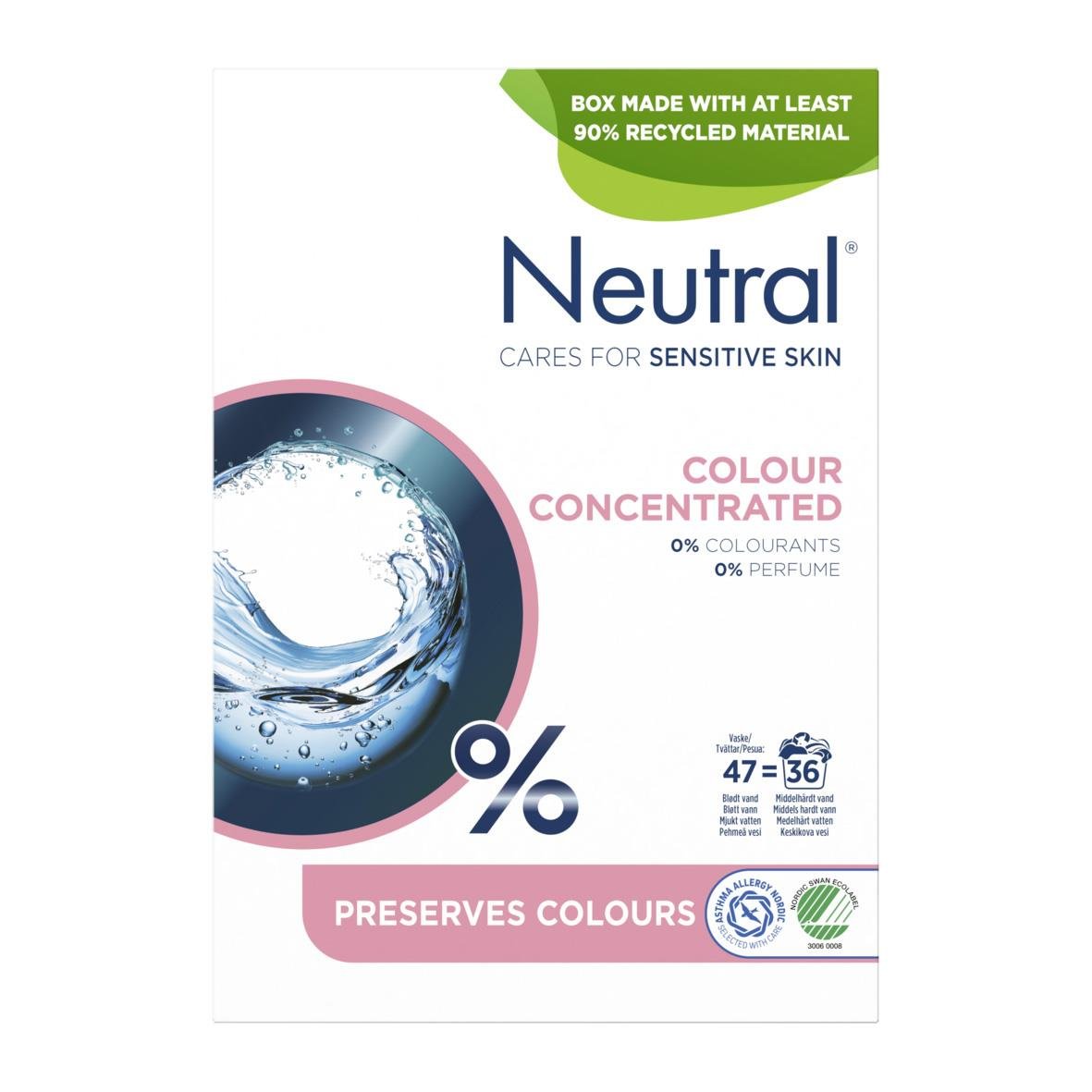 Neutral färgkänsligt tvättmedel pulver 1,88kg för skonsam tvätt