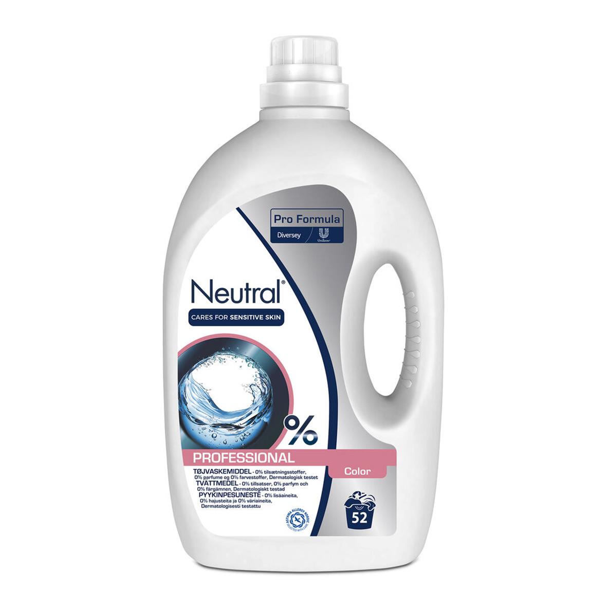 Neutral tvättmedel för känslig hud, professionell formula, 52 tvättar, för färgat och känsligt tvätt.