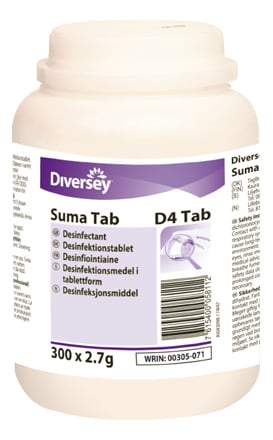 Diversey Suma Tab D4 klortablett för desinfektion, 300 stycken á 2,7g