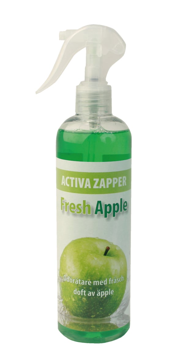 Doftspray Activa Zapper Fresh Apple 400ml med sprayhuva och grönt vätskefyllt flaska