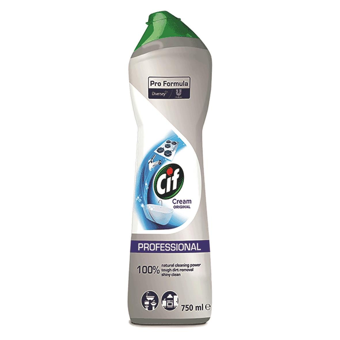Skurcreme Cif Professional Cream 750ml i flaska med grön kork för rengöring