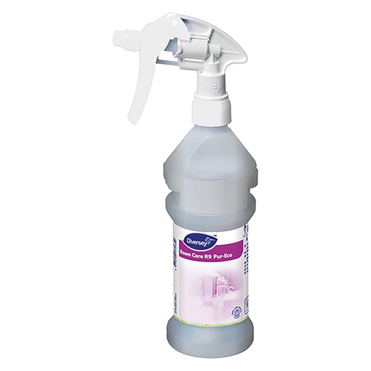Lila sprayflaska från Diversey R9 med sprayhuva