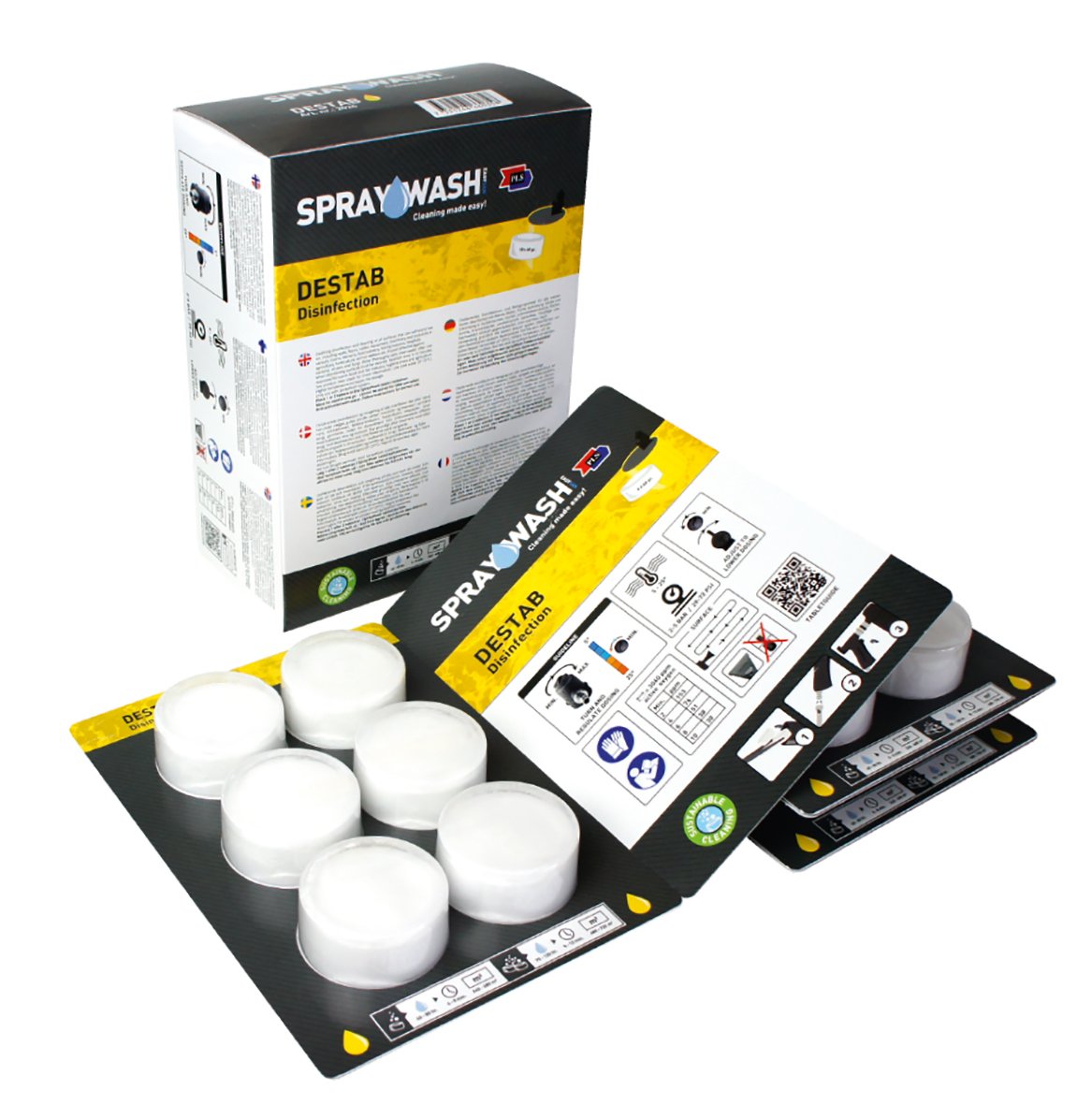 Spraywash rengörings- och desinfektionsset med vita behållare och instruktioner