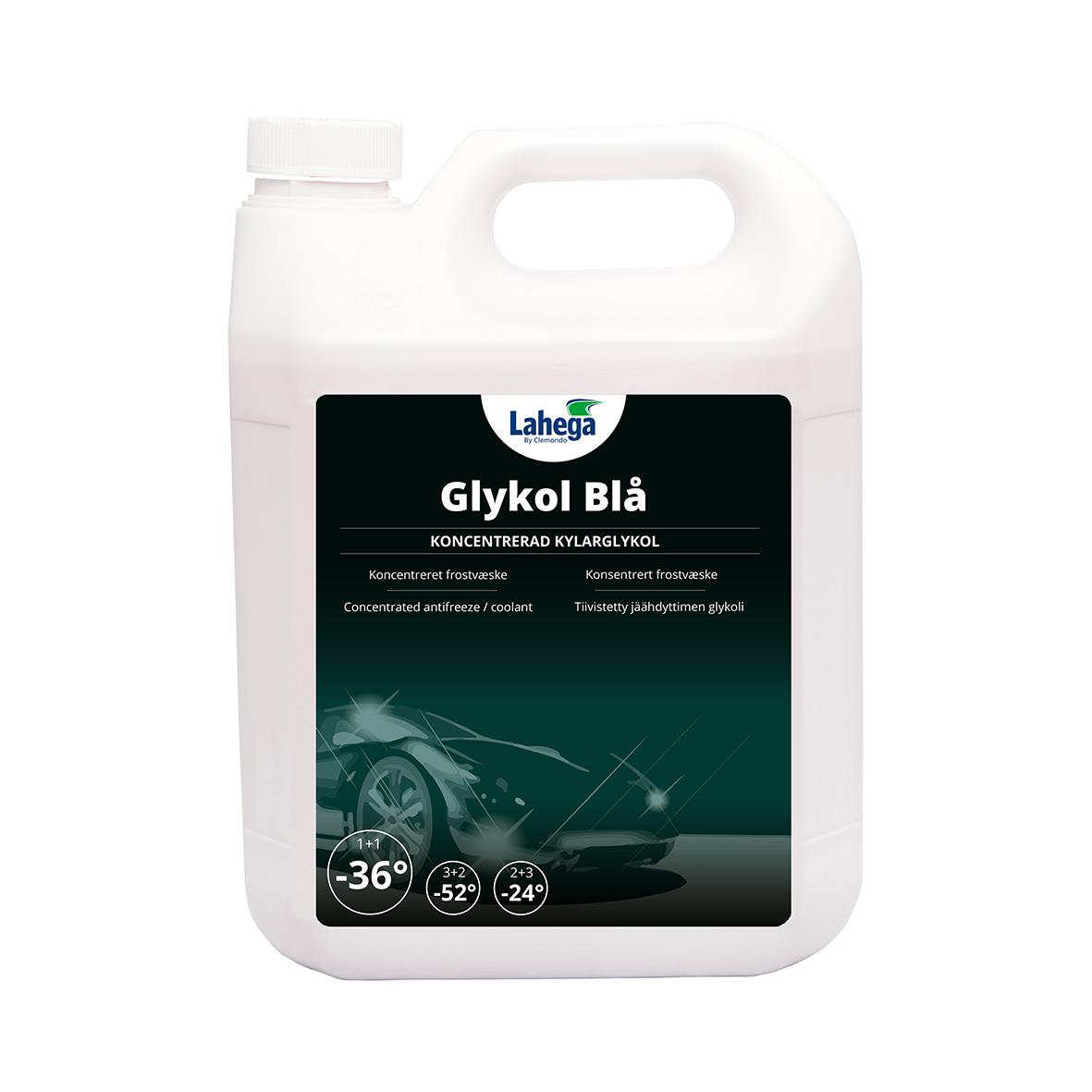 Blå glykolkoncentrat i 4-liters dunk för kylarvätska och kyla