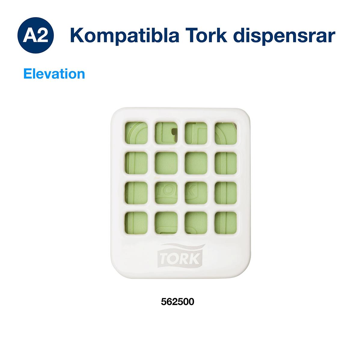 Doftplatta Tork A2 Air Freshener med gröna doftkuddar i vit plast