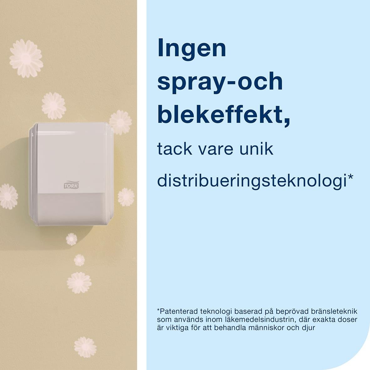 Vit luftfräschare dispenser Tork A3 Konstant utan spray- eller blekkeffekt, tack vare unik distributionsteknologi