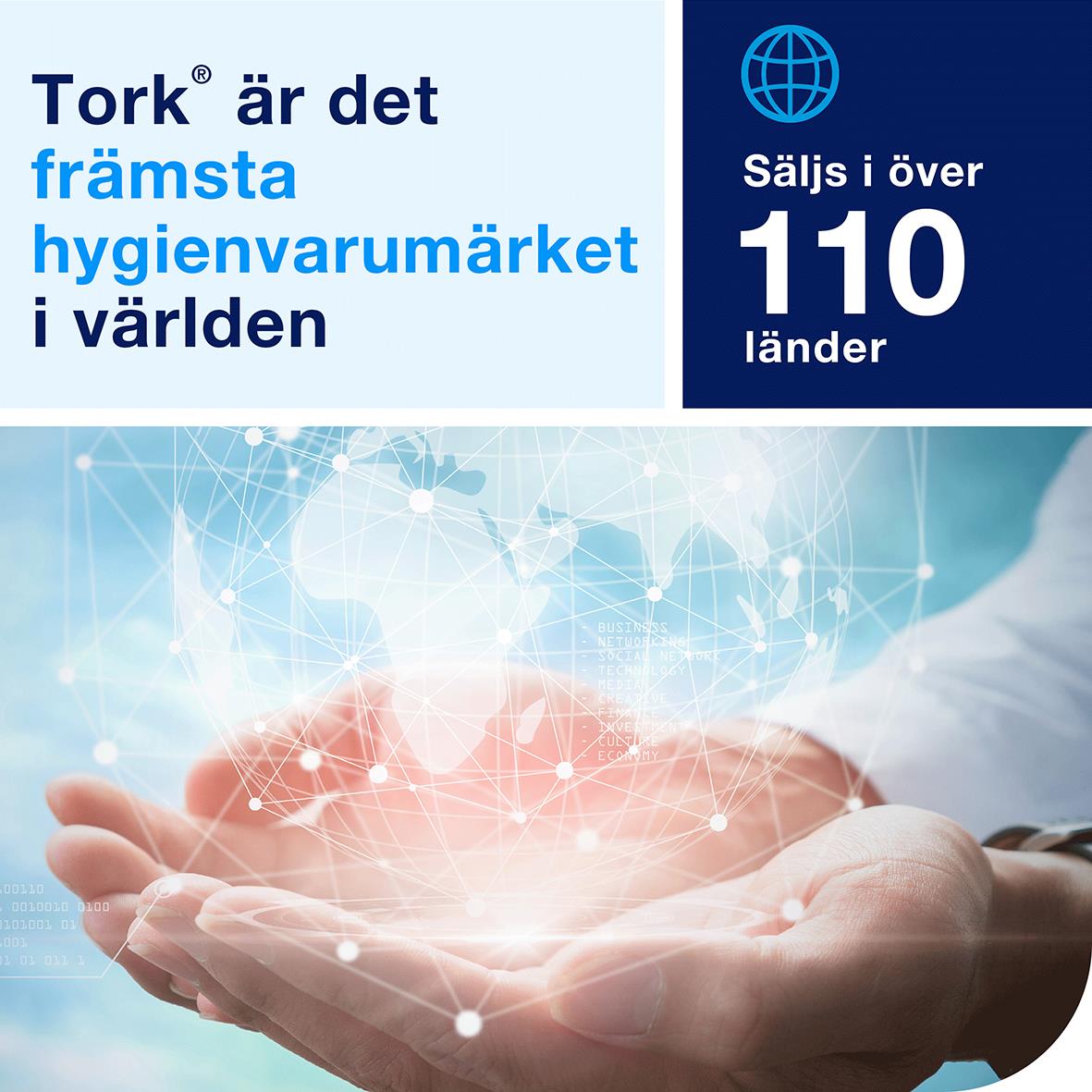 Tork luftfräschare A3 Konstant Neutral med hand som håller en digital nätverksbild