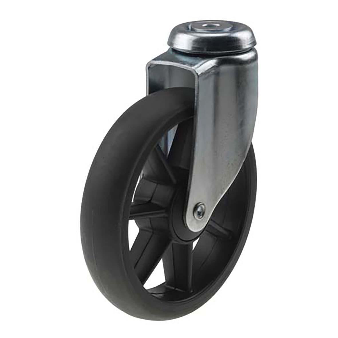 Obromsad Ekerhjul med 150mm trapp, svart gummi och metall