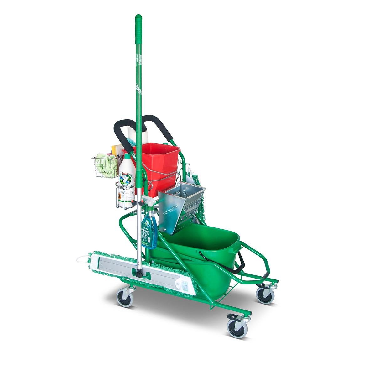 Svabbvagn Gipeco Gipresso Komplett med mopp, hink och tillbehör på en vagn