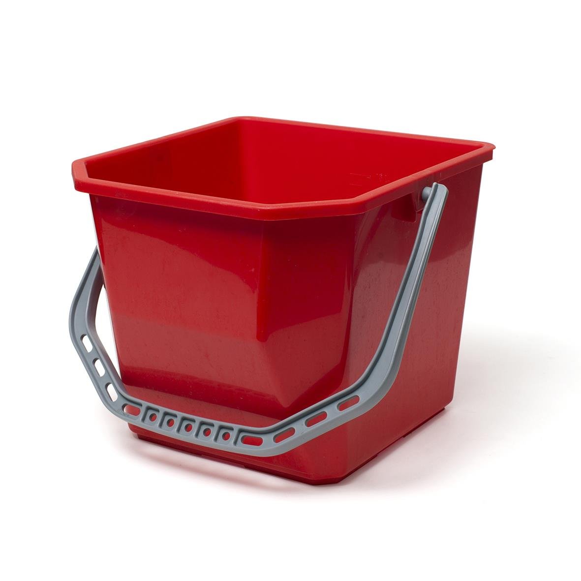 Röd hink med 15L kapacitet och handtag