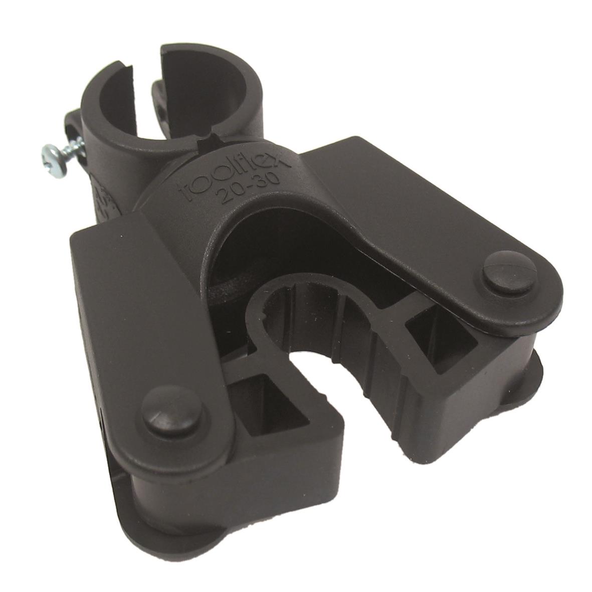 Rörfäste Toolflex 22mm i svart plast med skruv för montering