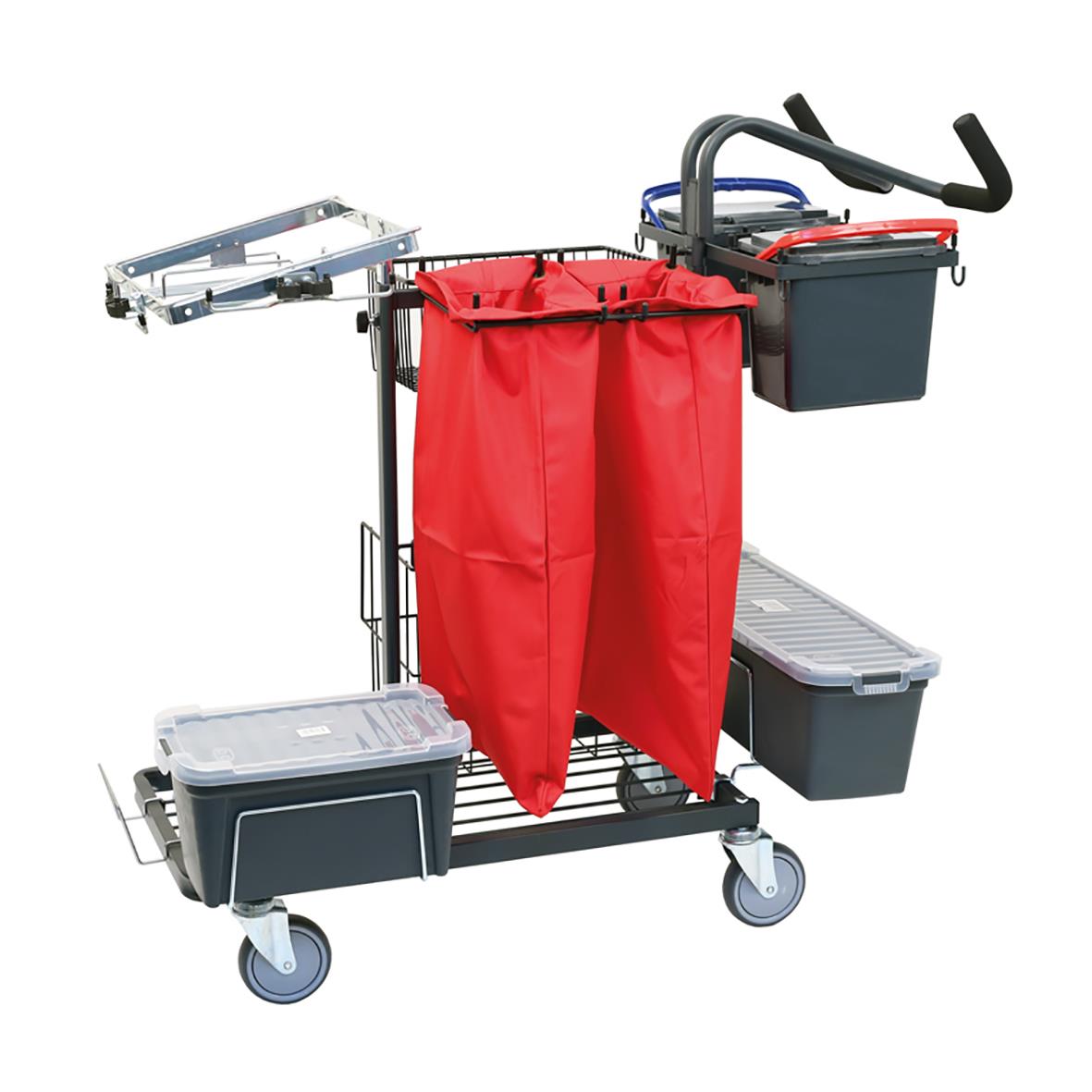 Städvagn Activa Metodvagn med redskap, korgar och påhängsdelar för städning