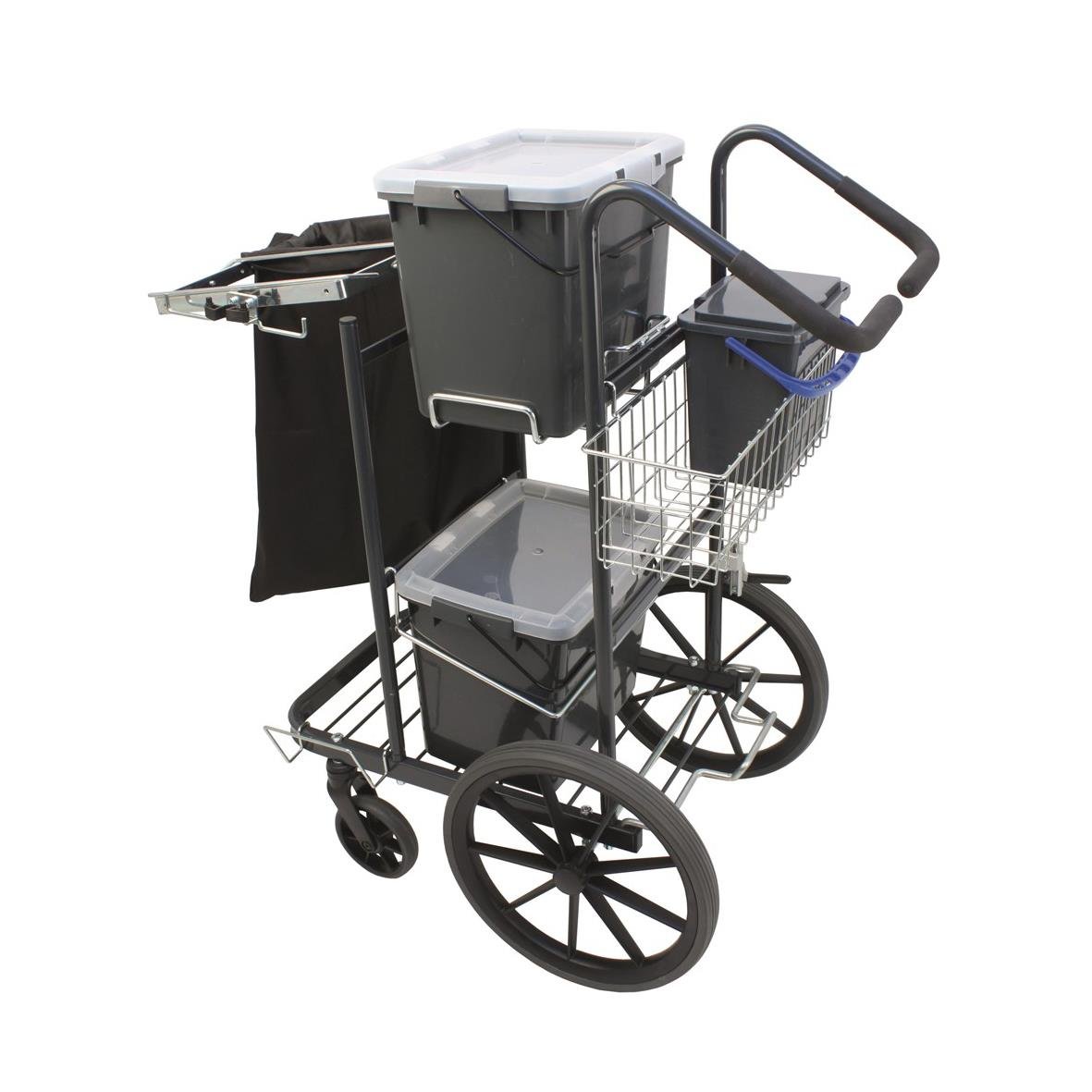 Robust städvagn Activa Fastighetsvagn med korg, behållare och avlastningsyta