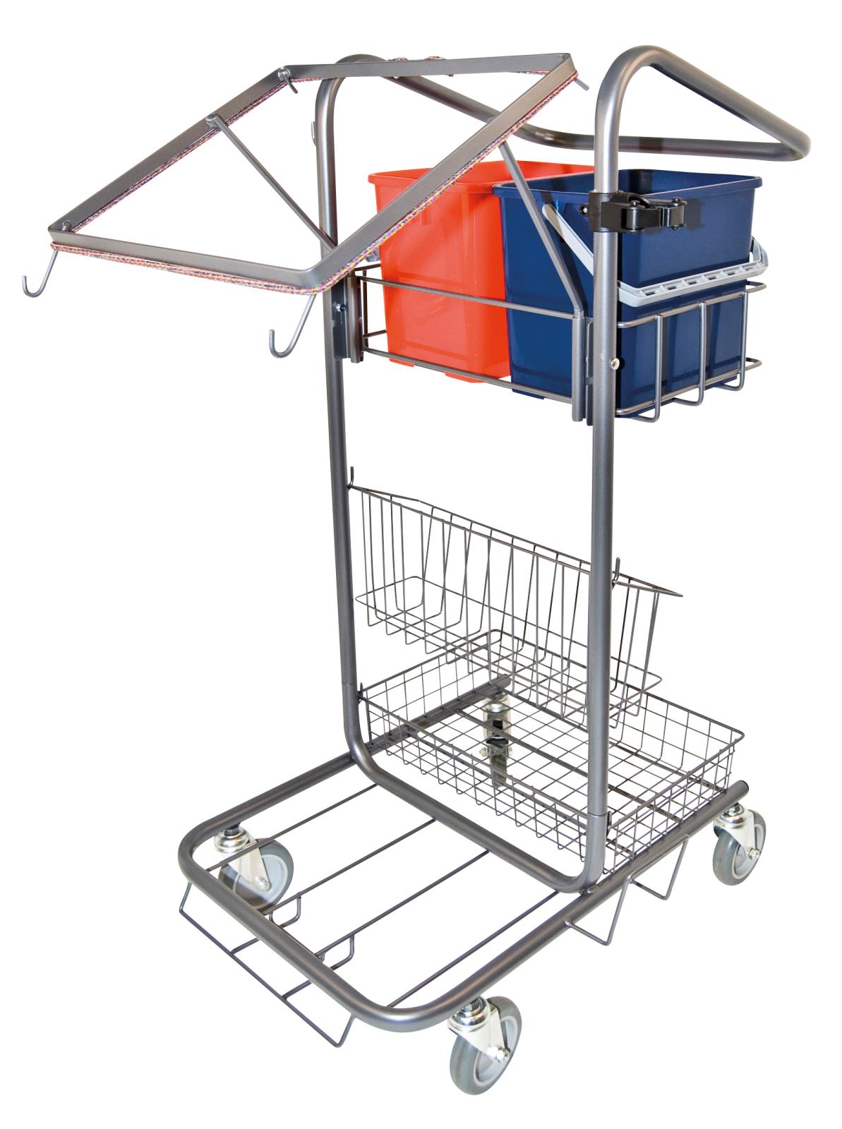 Städvagn Nordex Easy Liten med hinkar, korgar och utskjutbar torkställning