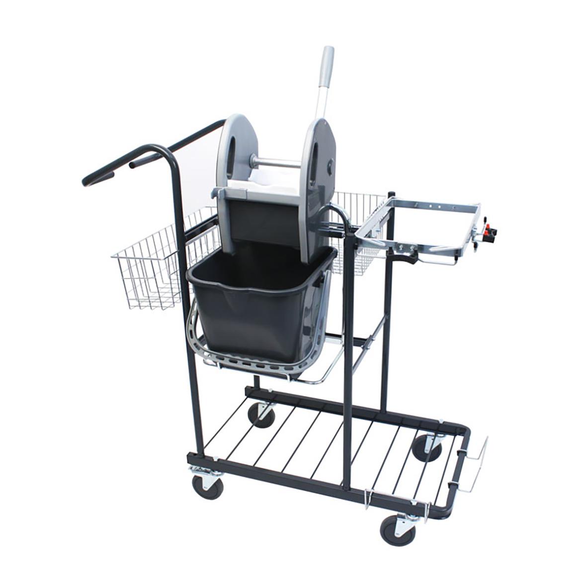 Städvagn Max Våtvagn med press, med korg, handtag och hjul för städutrustning