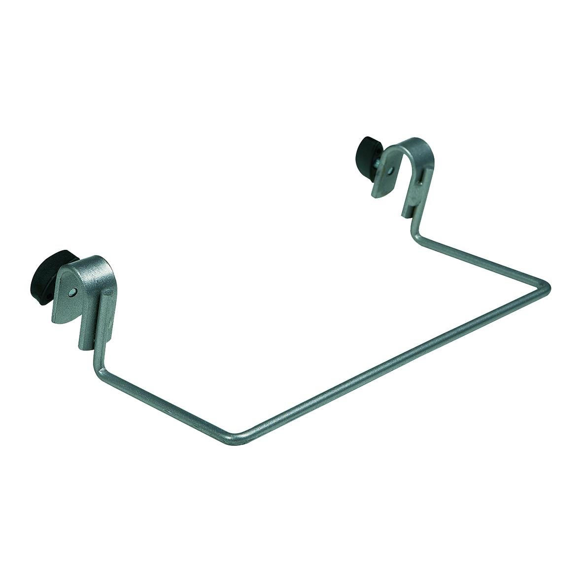 Enkel grön hållare från Vikan för moppstativ, med två fästen och en krok för att hänga moppen