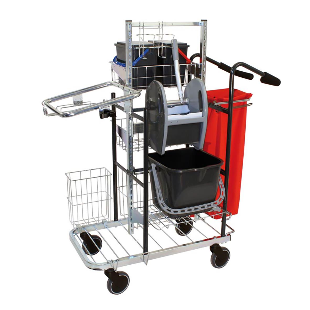 Städvagn Activa Harmoni 3.1 med olika fack och redskap för städning