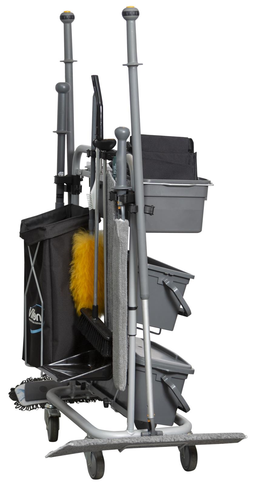 Städvagnspaket Vikan Slimliner 40cm med moppar, borstar och förvaringsfack