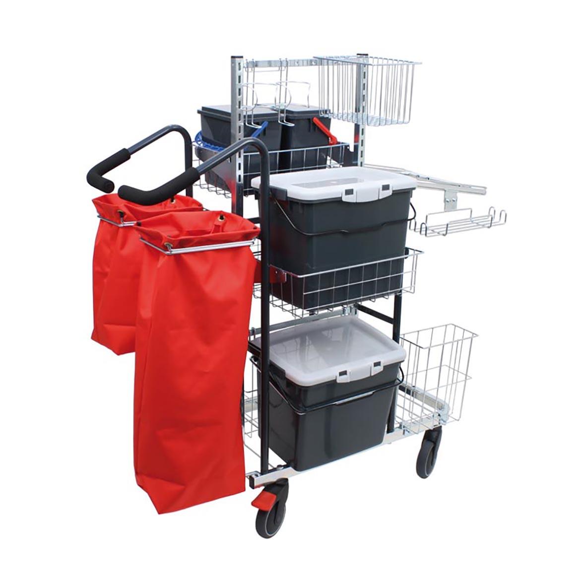 Städvagn Activa Harmoni 3.2 med flera behållare och tillbehör för städning