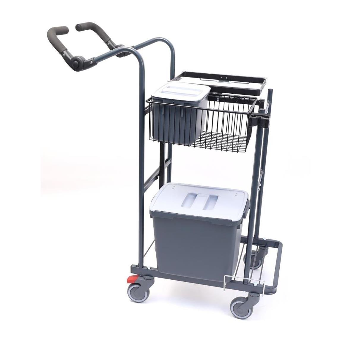 Städvagn Cirkulär Systemvagn Mini Bas med handtag, korg och förvaringslådor