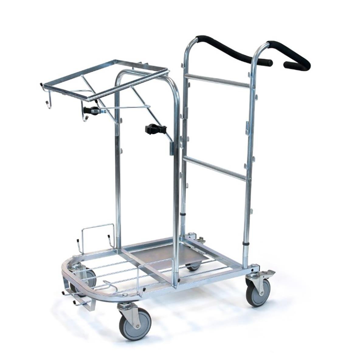 " med fyra hjul, handtag och en extra hylla för städutrustning, mått 1030x580x1080mm"