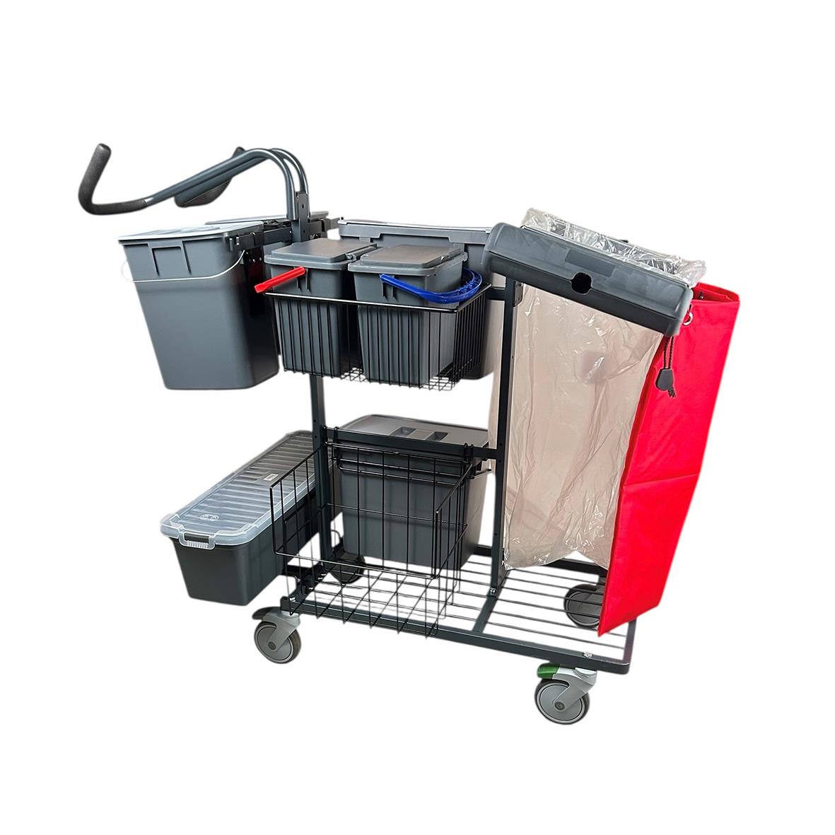 Städvagn AllOffice Maxi Miljö Gen 2 med flera fack och hjul för städutrustning