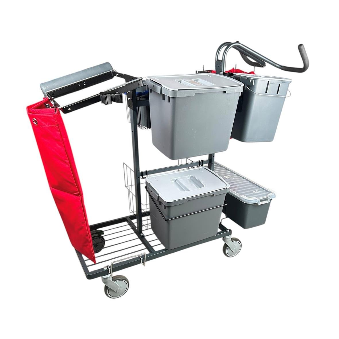 Städvagn AllOffice Maxi Proffs Gen 2 med flera lådor och handtag, på hjul