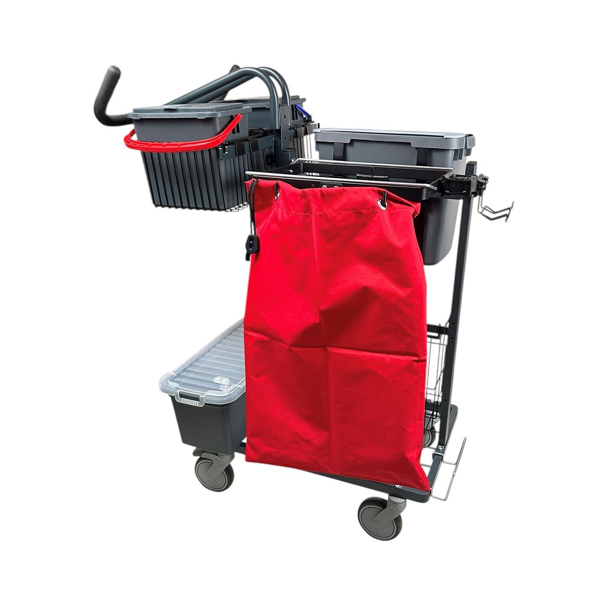 Städvagn AllOffice Midi Gen 2 med mopphållare, behållare och redskap