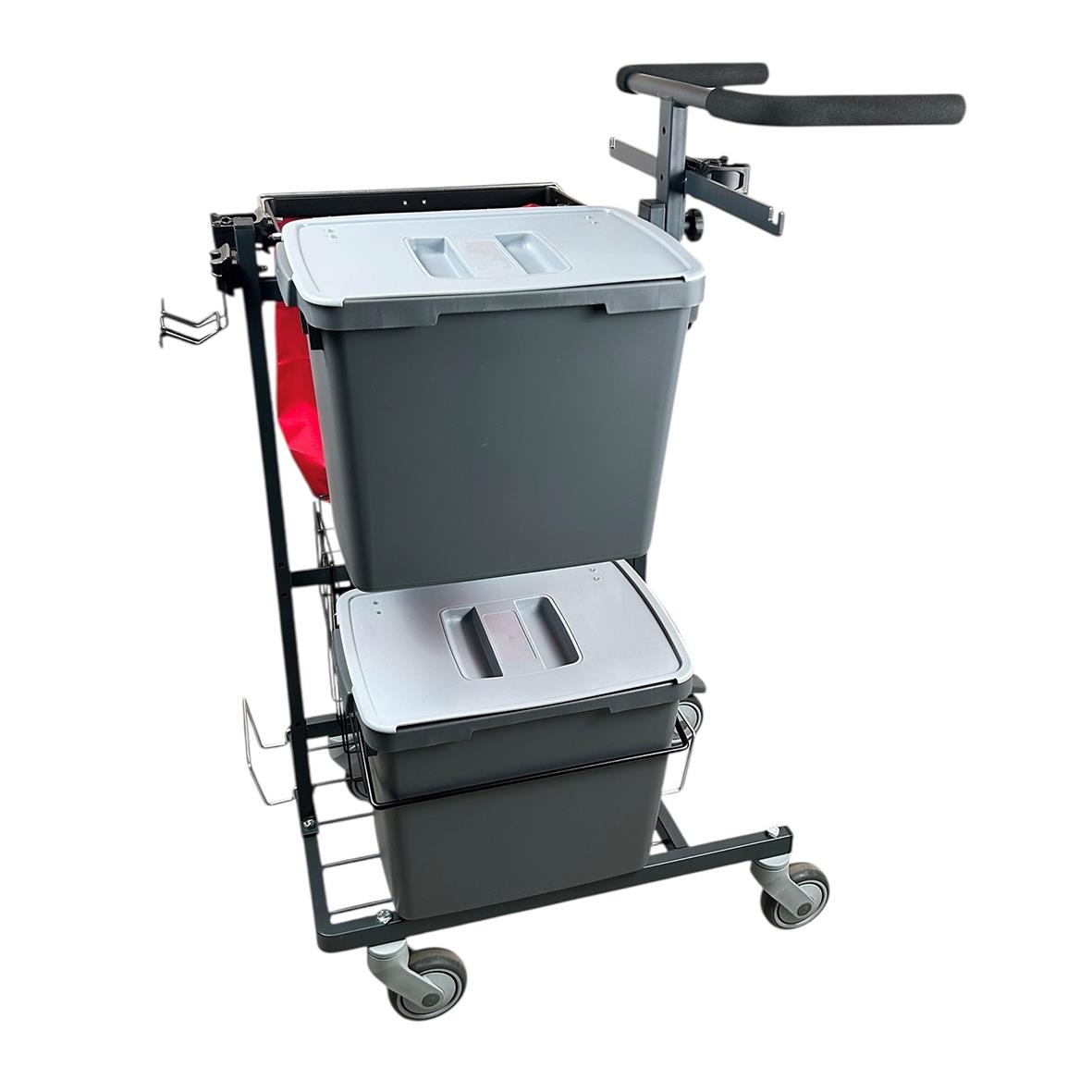 Städvagn AllOffice Mini Gen 2 med två plastlådor och handtag, mått 78x58x107cm