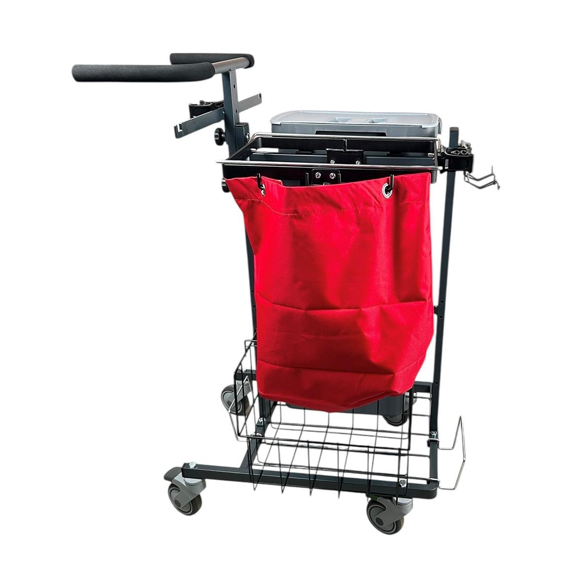 Städvagn AllOffice Mini Gen 2 med redskapshållare och korg, mått 78x58x107cm