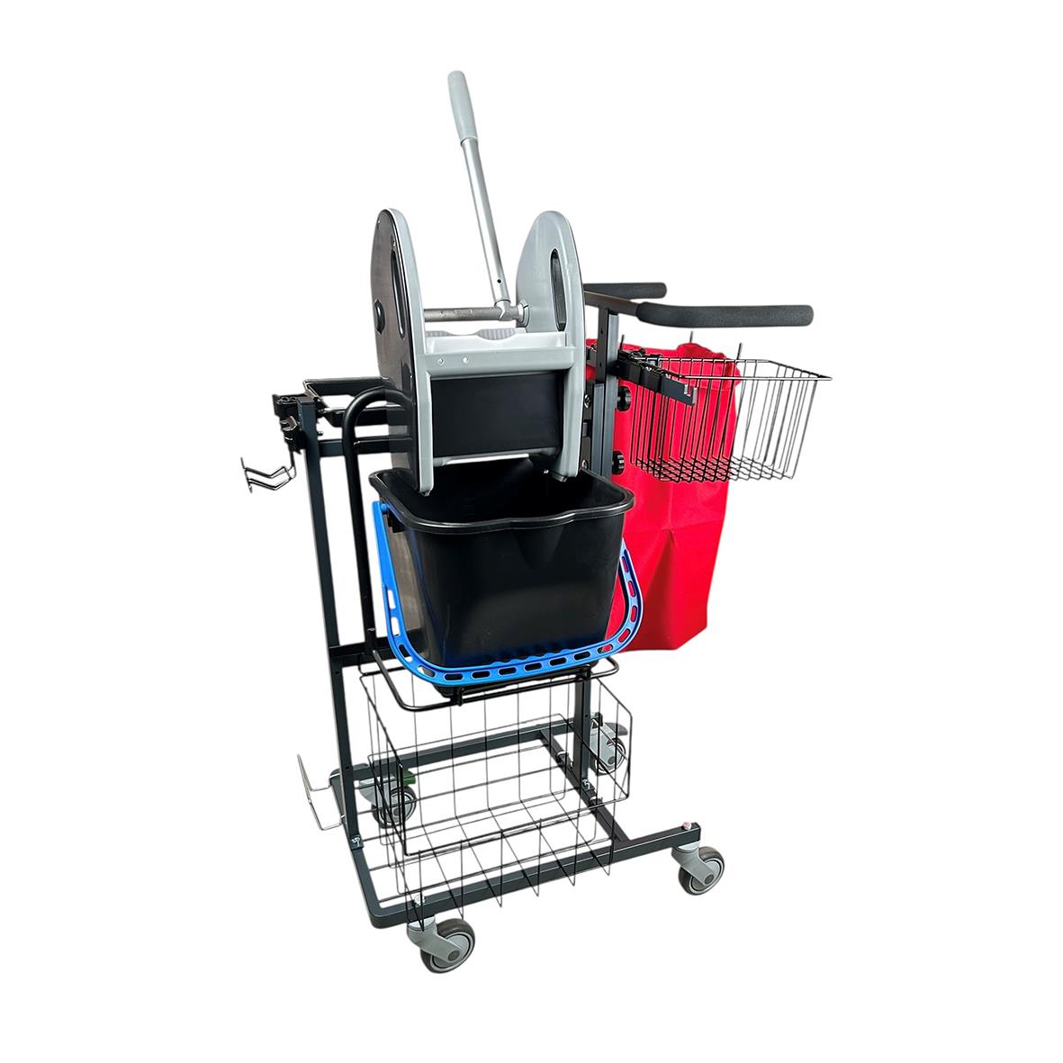 Städvagn AllOffice Mini Press Gen 2 med korg och handtag, mått 84x66x107cm