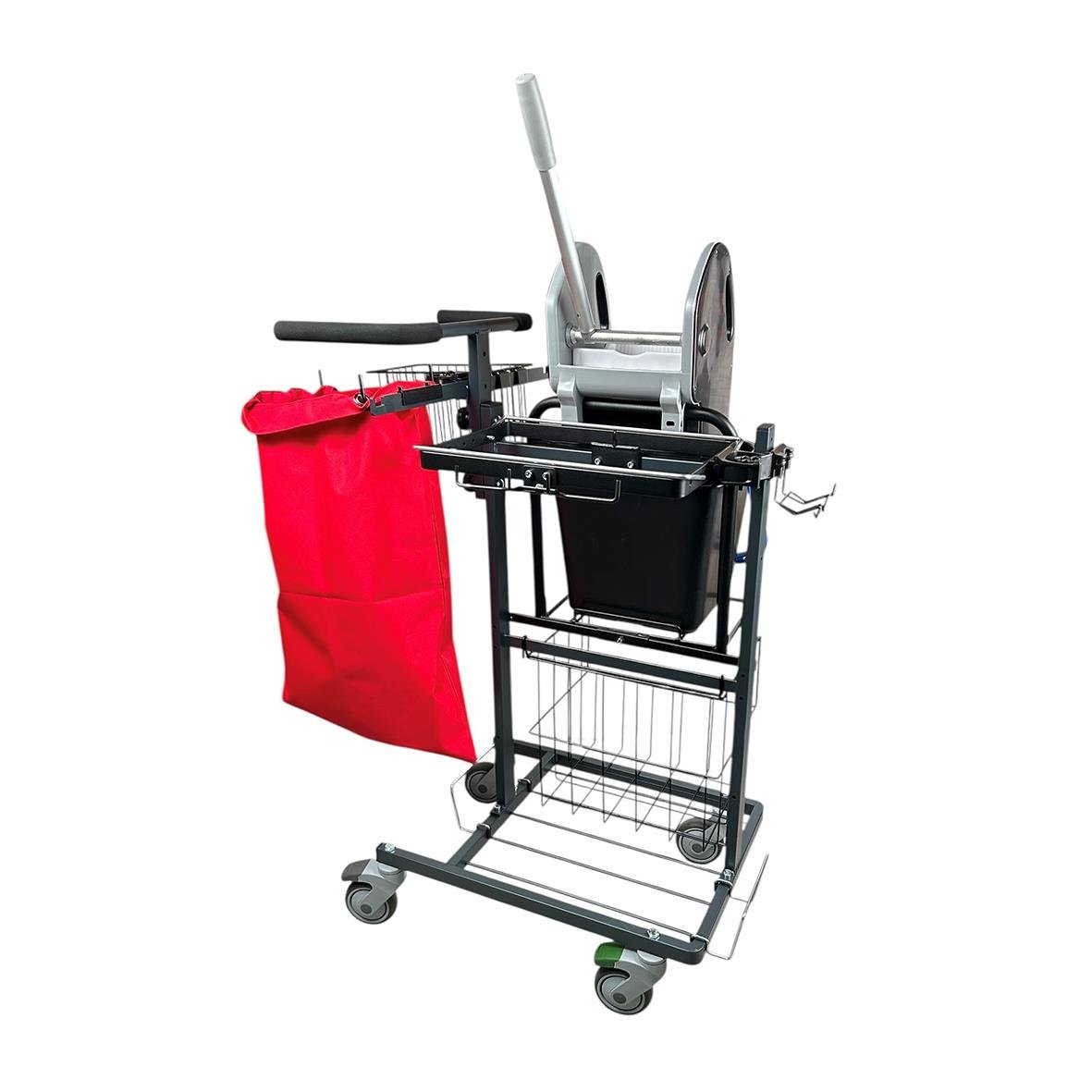 Städvagn AllOffice Mini Press Gen 2 med redskap och förvaringsutrymme