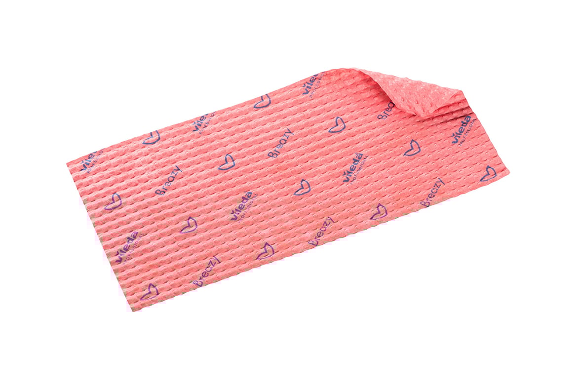 Röd engångsmopp Vileda ClickSpeed Breazy med hjärtanmönster