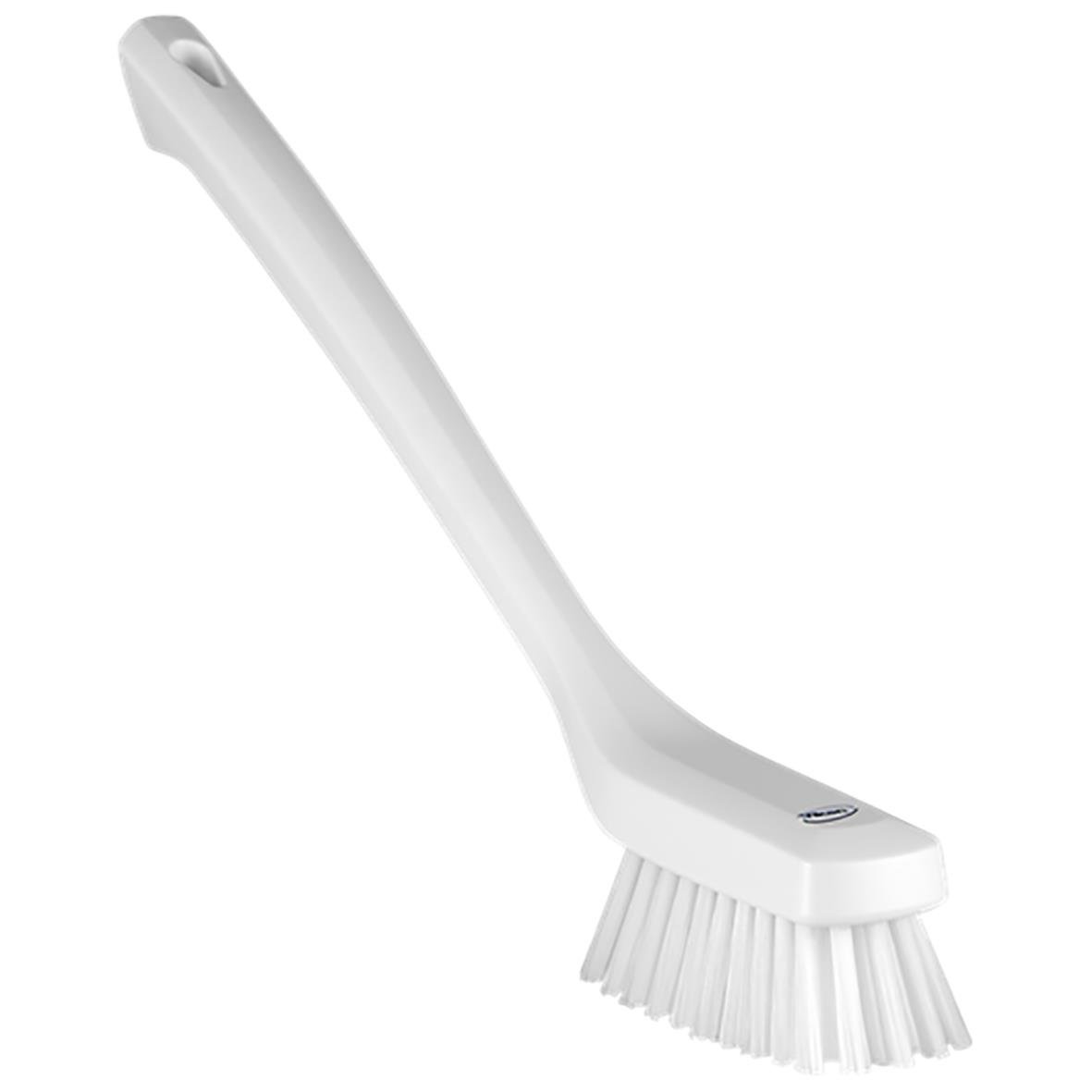 Tvättborste Vikan smal med skaft, hård, vit, 420mm
