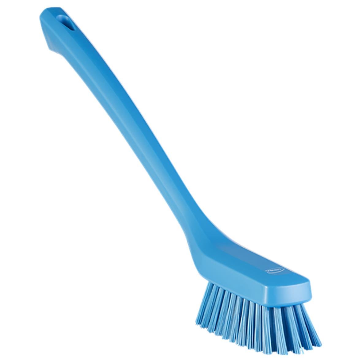 Blå tvättborste Vikan smal med skaft, hård, 420mm