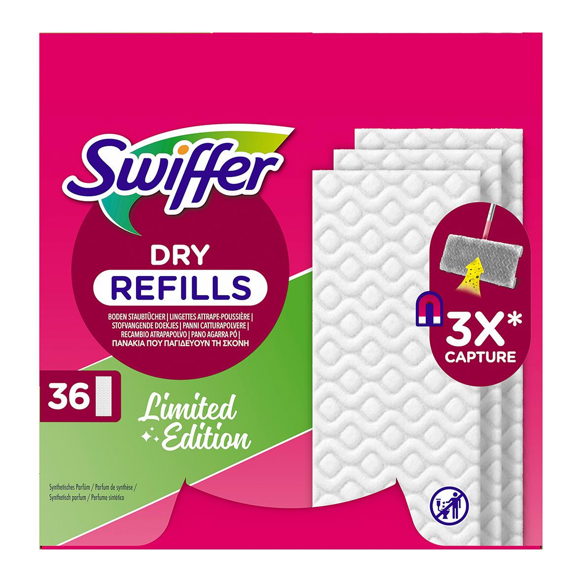 Engångsmopp Swiffer Golv Dry Pink Refil med 36 refiller och 3x fångst