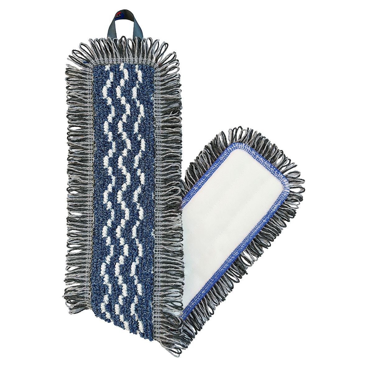 Blå kombimopp med gråa rengöringshår och handtag för 120 cm moppstång