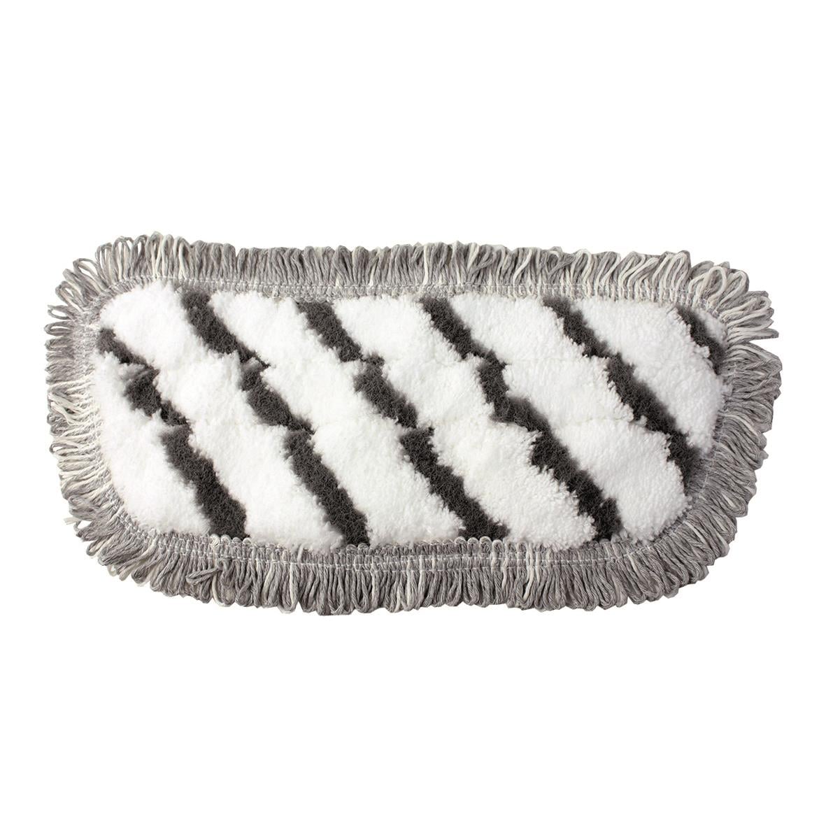 Kombimopp Activa White 30cm med vit och svart randig mikrofibervadd och grå fransar