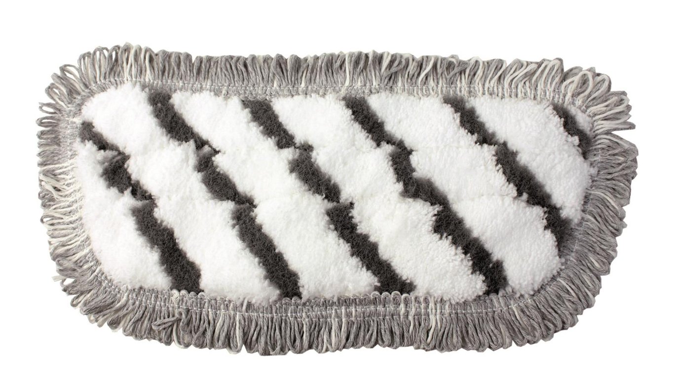Kombimopp Activa White 30cm med vit och svart randig mikrofibervadd och grå fransar
