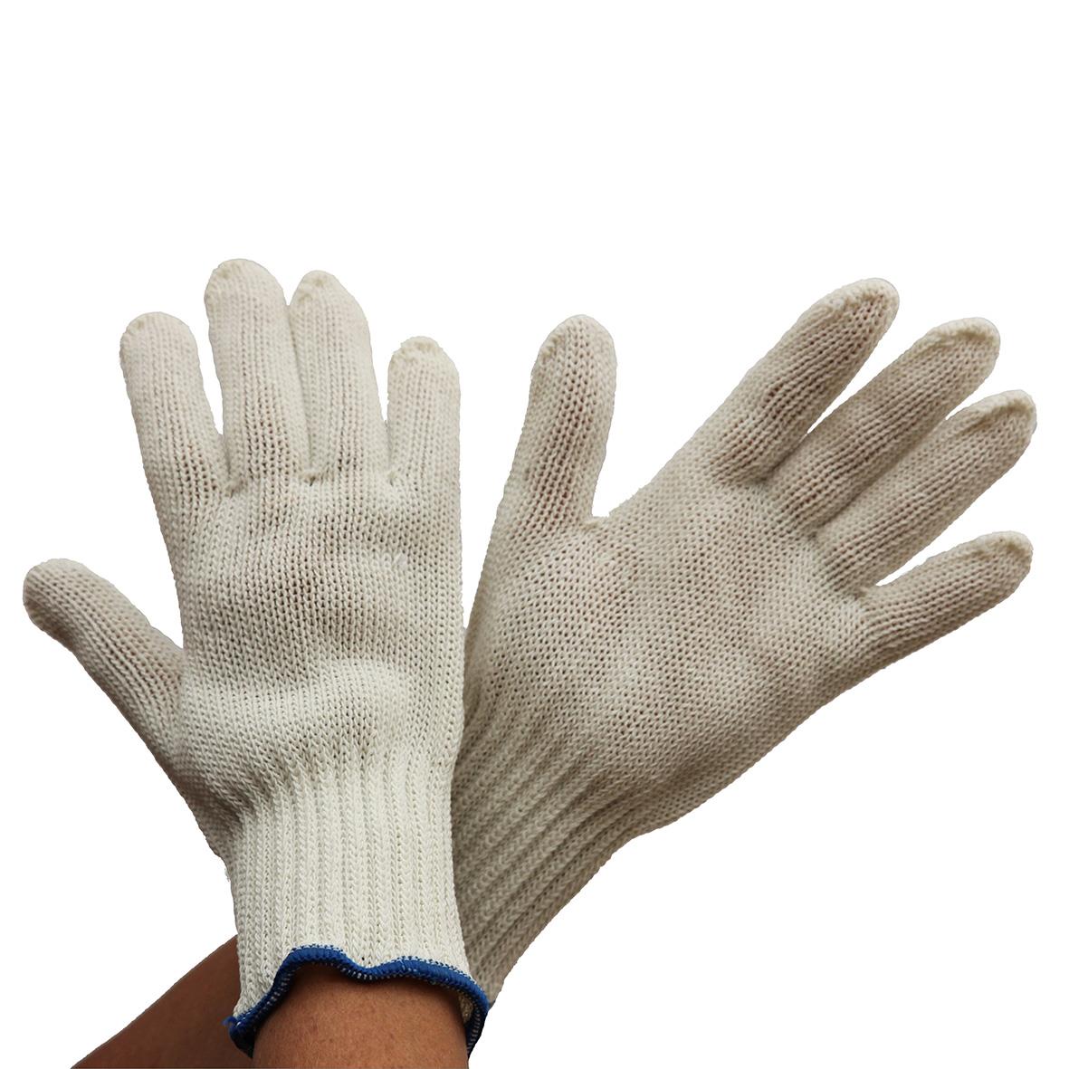 Vit styckarvante i one size, handskliknande, stickad och flexibel