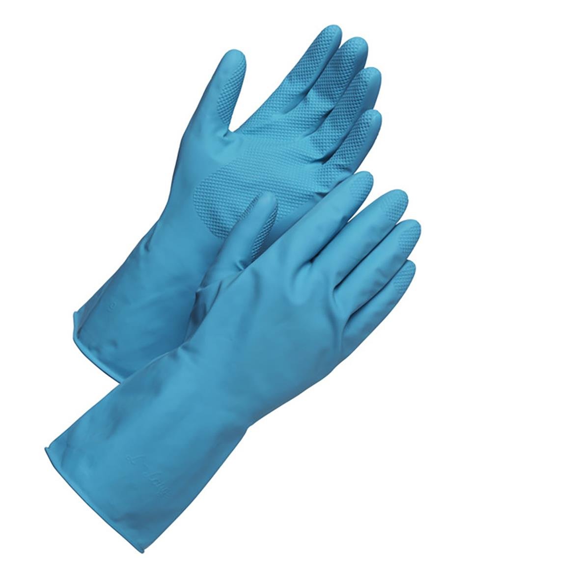 Blå latexhandskar Worksafe 50-538 Flockad 8