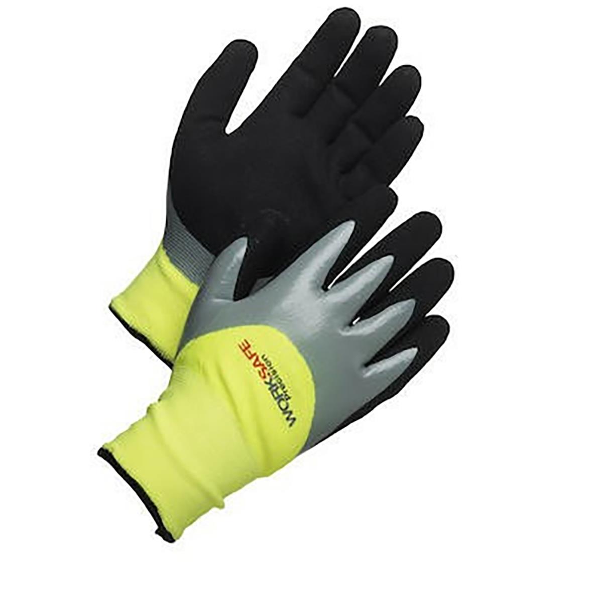 Vinterhandske Worksafe P30-120W nitril, svart och grå med gul handledsdel