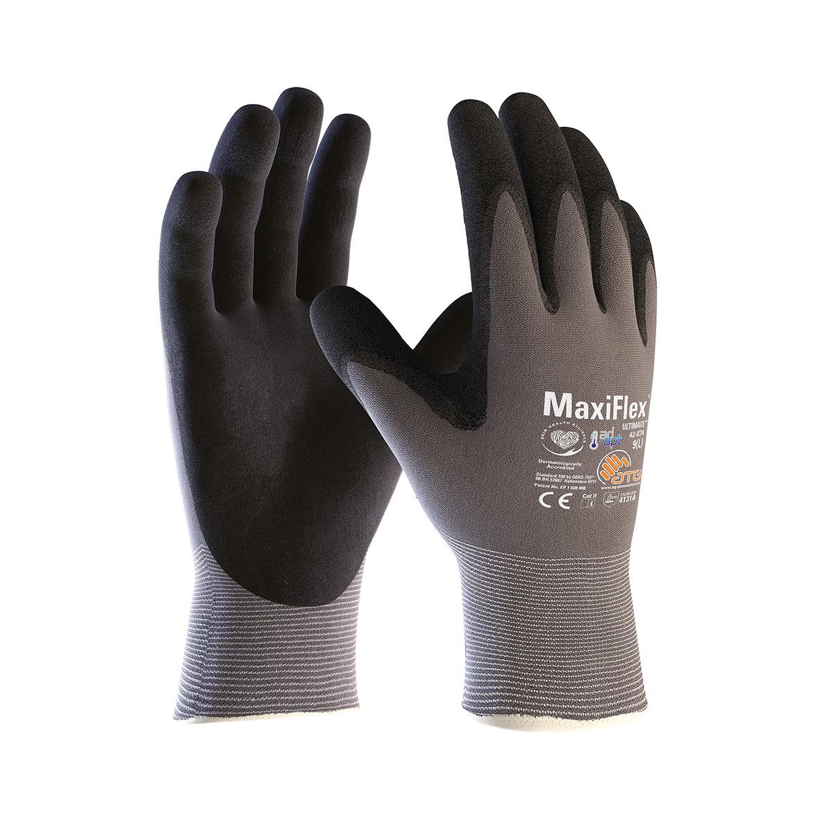 Montagehandske MaxiFlex Ultimate Ad-Apt HT 42-874 5, svart och grå, flexibel och slitstark