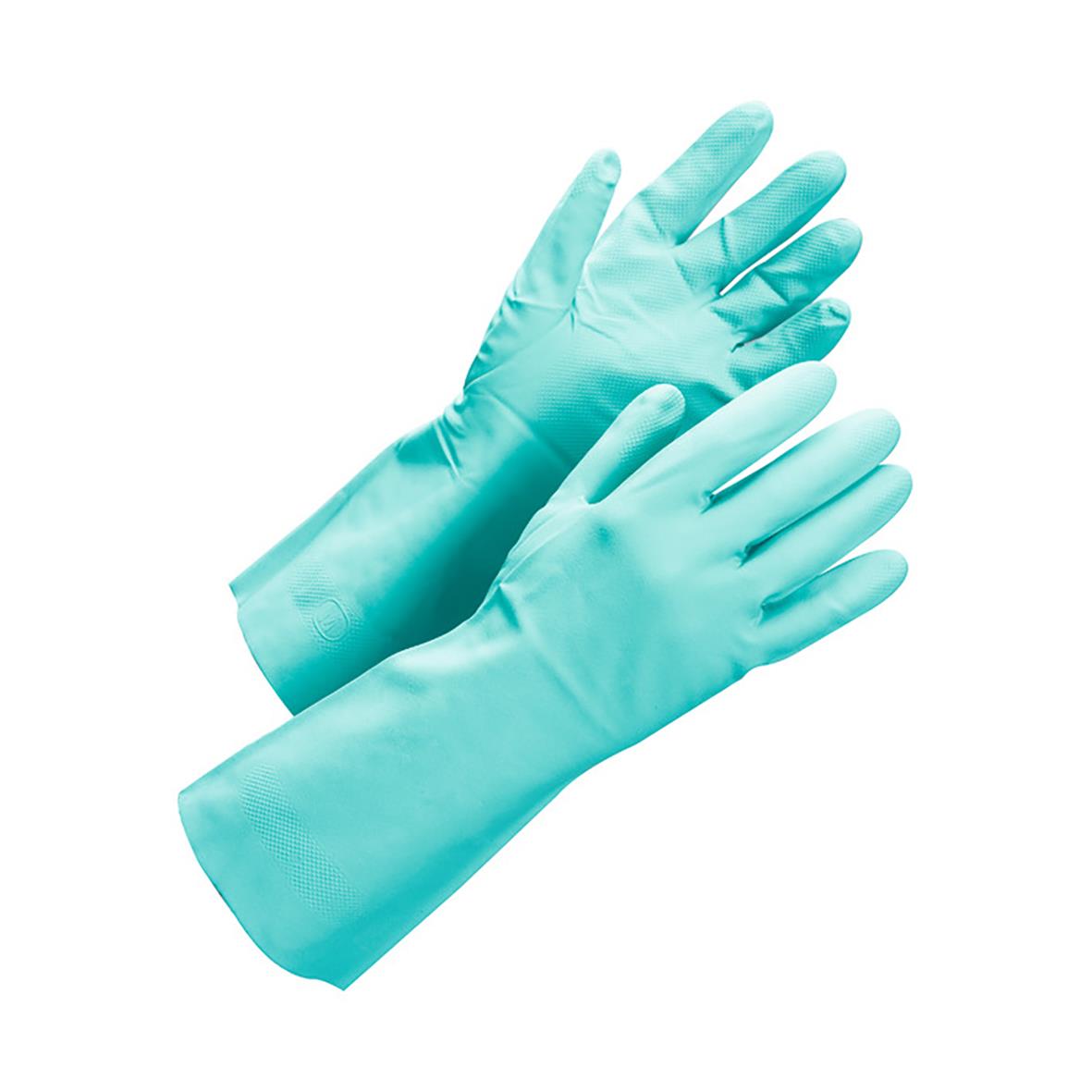 Par av ljusblå kemskyddshandskar Worksafe Chem 50-450